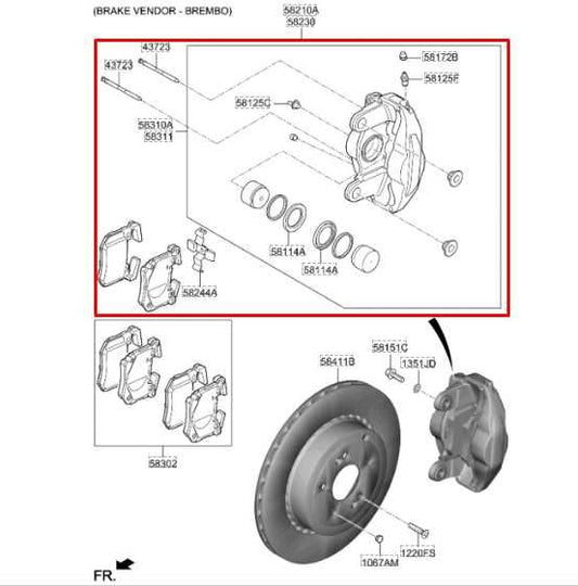 18-2023 Kia Stinger Rear Right and Left Brembo Brake Disc Caliper 58230J5500BCR - Alshned Auto Parts