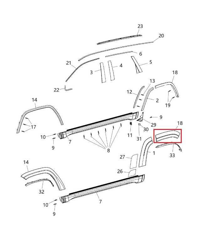 2014-21 Jeep Grand Cherokee Summit Rear Left Wheel Arch Flare Molding 1PC77KBUAH - Alshned Auto Parts