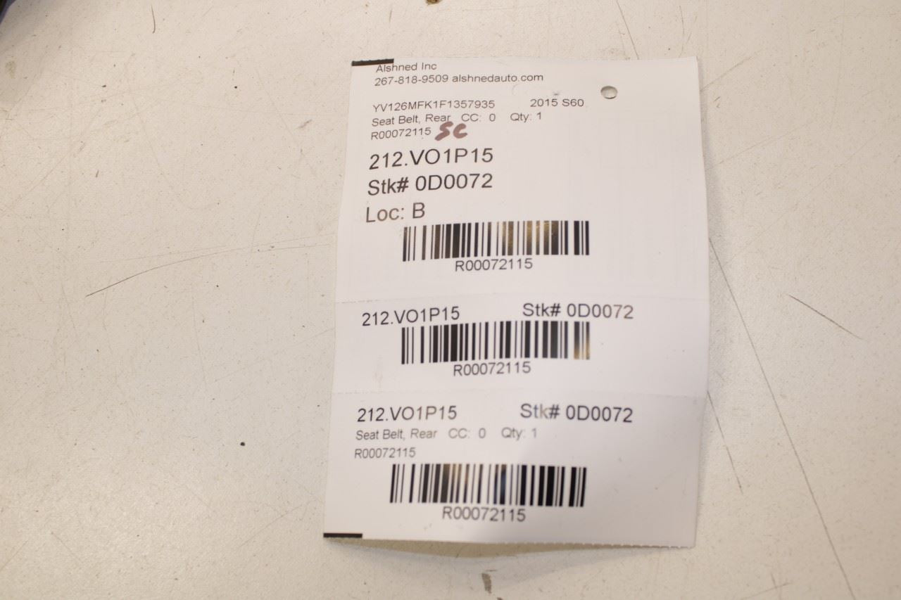 15-16 Volvo S60 T5 Premier Rear Right and Left Side 2nd Row Seat Belt Buckle Set - Alshned Auto Parts