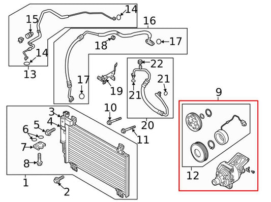 2016-2021 Mazda CX-3 2.0L AC Air Conditioner Compressor 12V D09W61450 OEM - Alshned Auto Parts