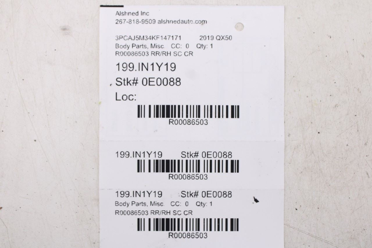 2019-2025 Infiniti QX50 Essential Rear Right Fender Flare Trim 78860-5NA0A *ReaD - Alshned Auto Parts