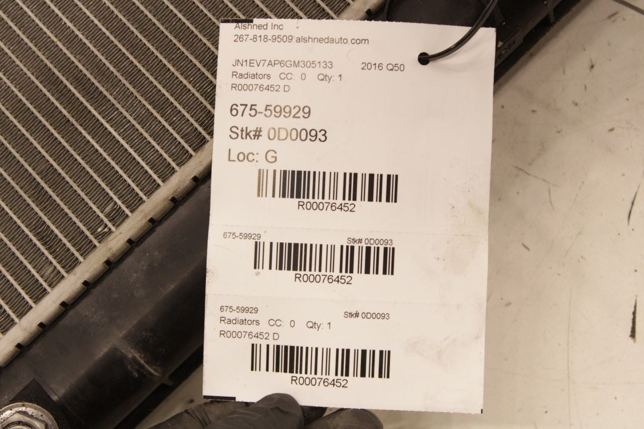 16-24 Infiniti Q50 Premium 3.0L Primary Engine Coolant Radiator 214604HK0A *ReaD - Alshned Auto Parts