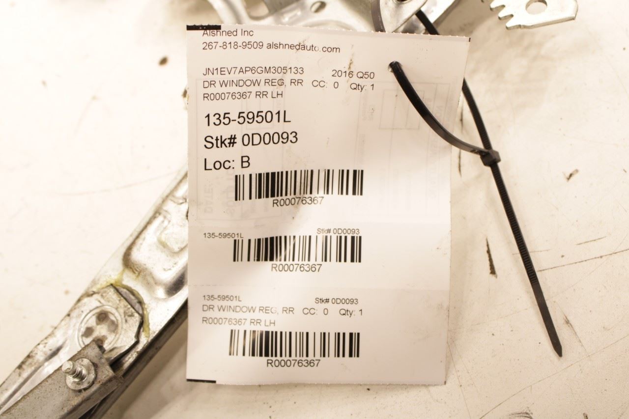 14-24 Infiniti Q50 Premium Rear Left Driver Side Door Window Regulator w/ Motor - Alshned Auto Parts