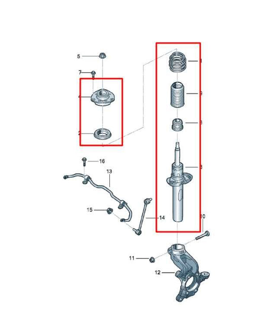 2013-2018 Volkswagen Jetta Sport 1.8L FWD Front Right Side Shock Strut Absorber - Alshned Auto Parts