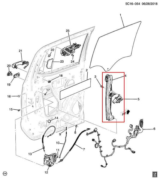 2019-24 Chevrolet Silverado LT-L Rear Right Side Door Window Regulator w/ Motor - Alshned Auto Parts