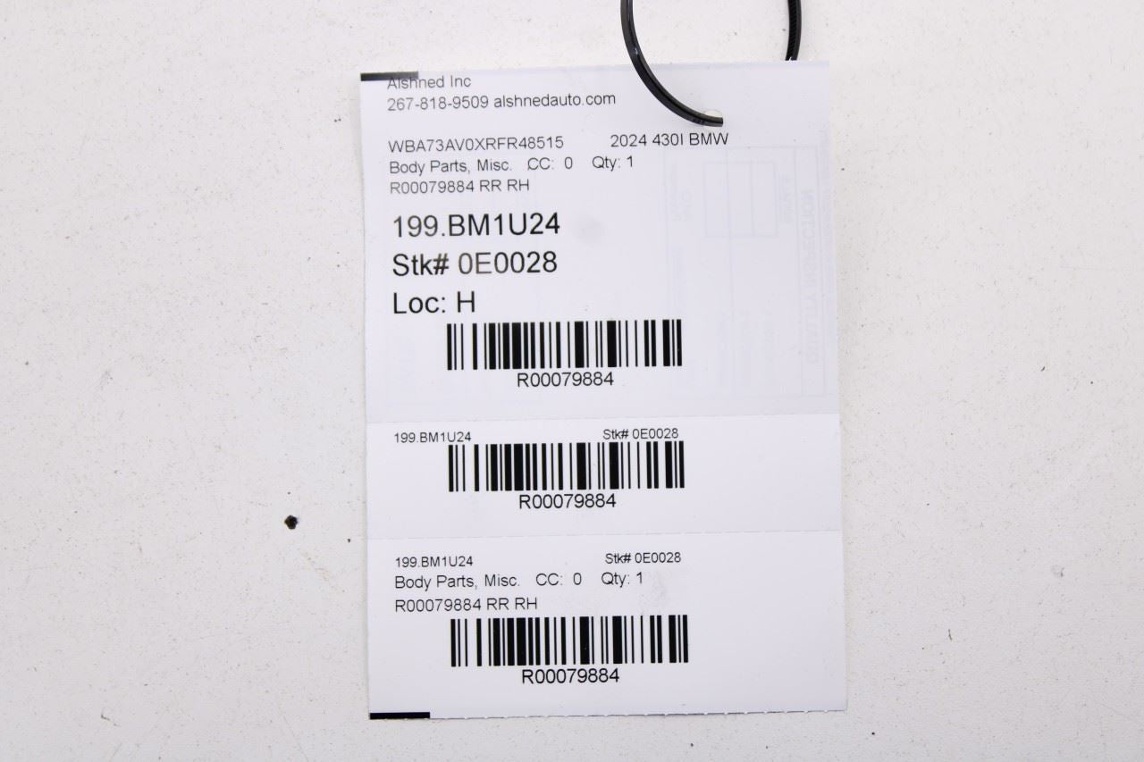 23-25 BMW 430i Gran Coupe xDrive RR RH Door Outer Molding w/ Inner Weatherstrip - Alshned Auto Parts