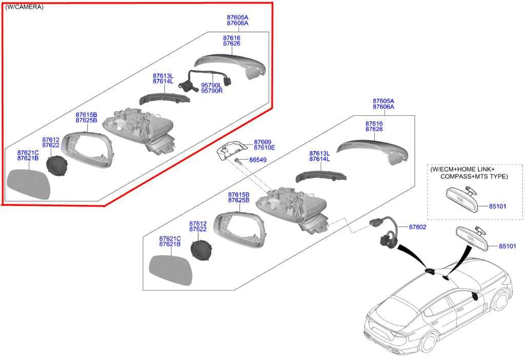 18-21 Kia Stinger GT2 AWD 3.3L Driver Left Side Rear View Mirror 87610-J5550 OEM - Alshned Auto Parts