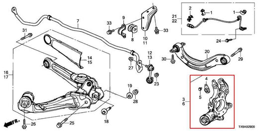 16-22 Acura ILX Technology A-Spec Rear Right Passenger Side Spindle Knuckle Hub - Alshned Auto Parts
