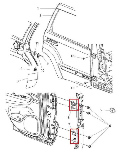 2013-2021 Jeep Grand Cherokee Limited Rear Right Door Hinge Upper and Lower Pair - Alshned Auto Parts