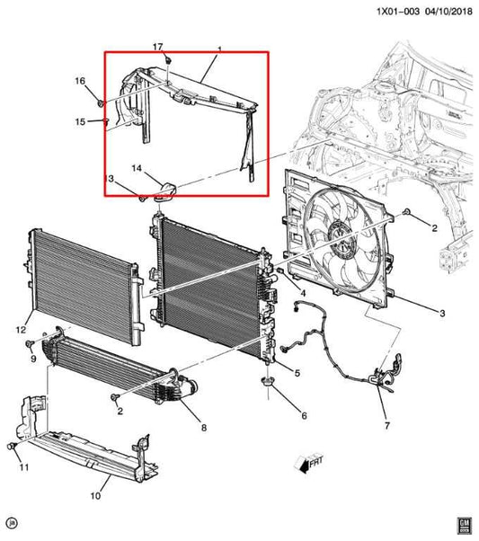 2018-2021 Chevrolet Equinox LT 1.5L FWD Upper Radiator Air Baffle 84618992 OEM - Alshned Auto Parts