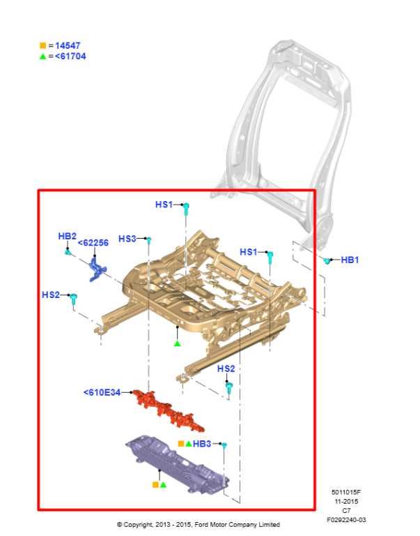 2014-2020 Ford Fusion 2.0L 4WD Front Passenger Right Side Seat Lower Track Frame1