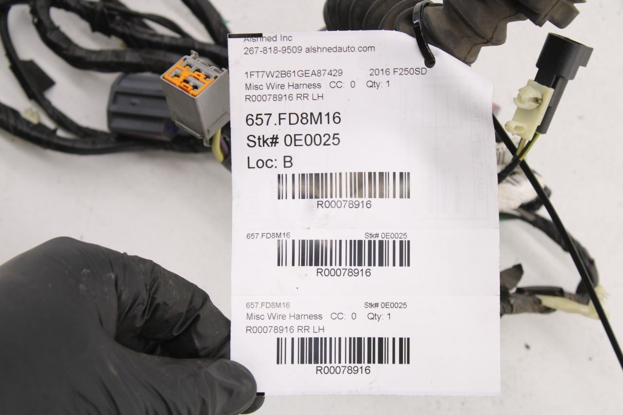 13-16 Ford F-250 Crew Cab Lariat Rear Left Side Door Wire Harness DC3T-14633-BCC - Alshned Auto Parts