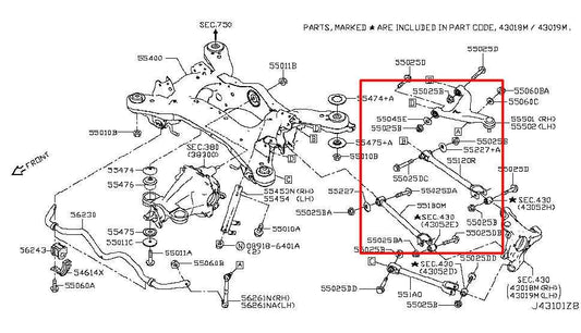 14-24 Infiniti Q50 Premium RWD Rear Suspension Driver Left Side Control Arm Set - Alshned Auto Parts