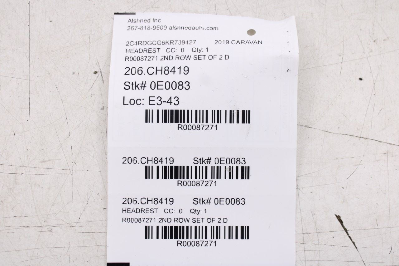 14-20 Dodge Grand Caravan SXT Rear Right and Left Side 2nd Row Seat Headrest Set - Alshned Auto Parts