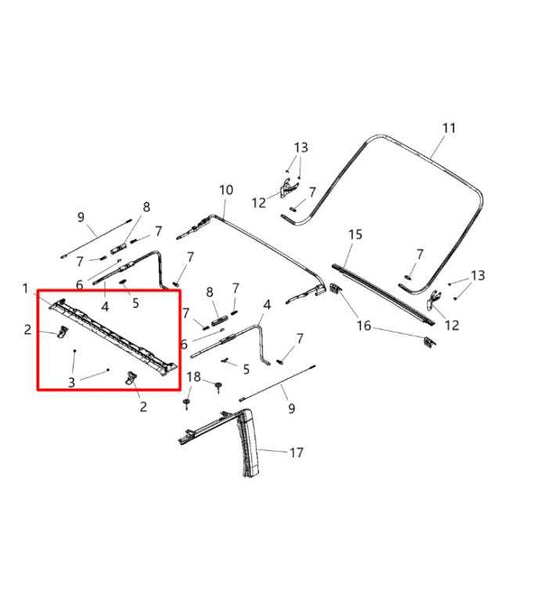 2011-2018 Jeep Wrangler Sport 2dr 3.6L 4WD Front Soft Top Header Channel Panel - Alshned Auto Parts