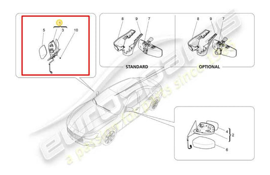2014-16 Maserati Ghibli S Q4 Passenger Right Side Rear View Mirror 670041866 OEM - Alshned Auto Parts