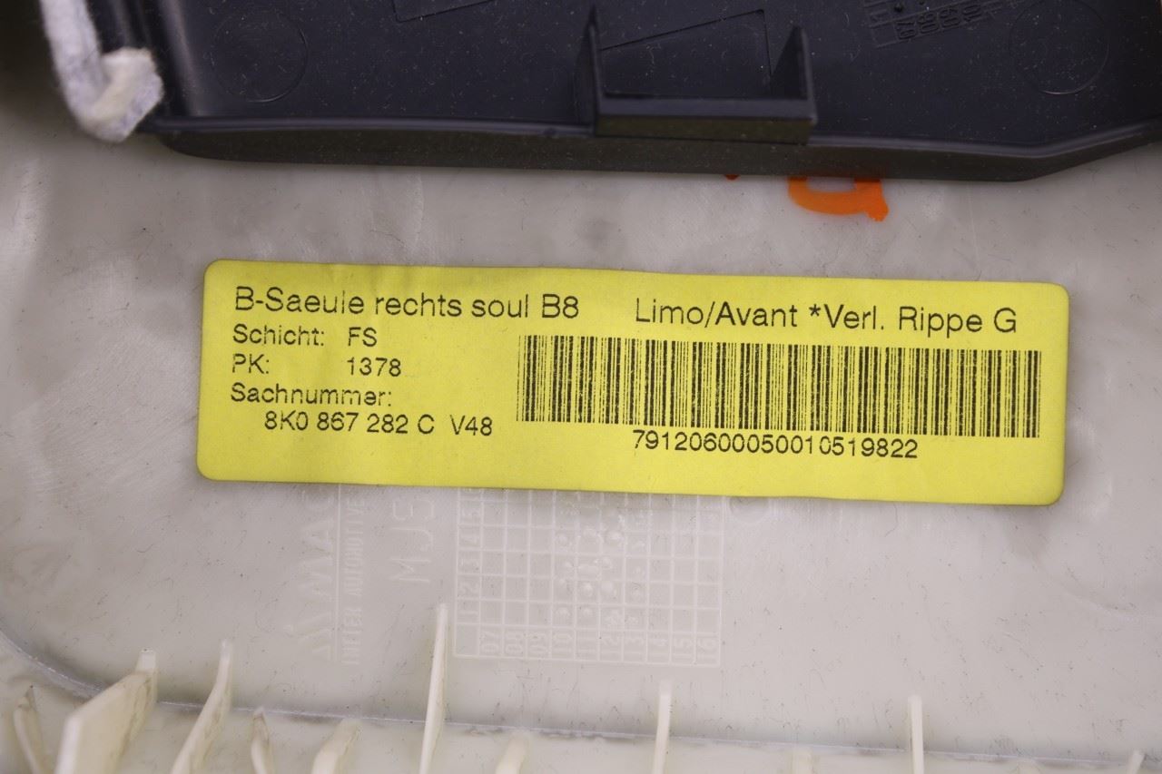 2010-16 Audi S4 Right and Left Garnish Upper Center B-Pillar Molding 8K0-867-281 - Alshned Auto Parts