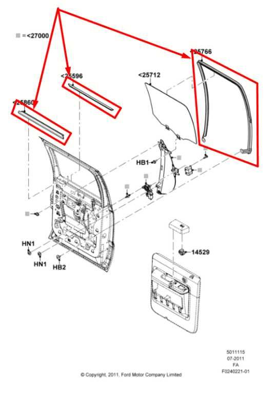 99-16 Ford F-250 Crew Cab Lariat Rear Left Door Run Channel w/ Weatherstrip Set - Alshned Auto Parts