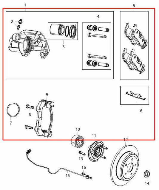2011-2020 Dodge Durango SXT 3.6L AWD Rear Driver Left Side Brake Disc Caliper - Alshned Auto Parts