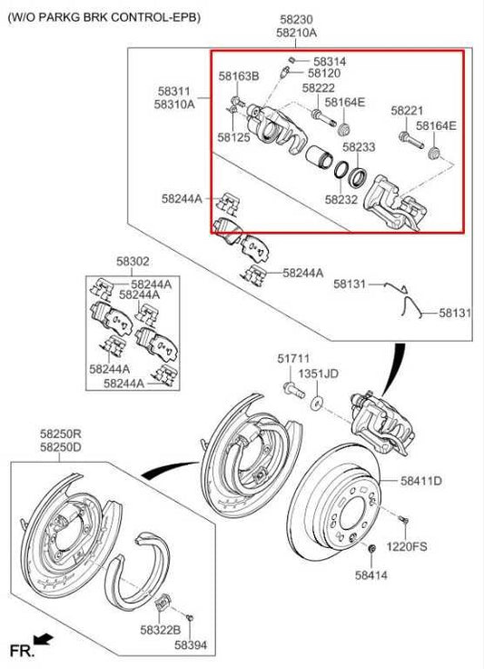 2016-2020 KIA Optima EX Rear Right Passenger Side Brake Disc Caliper 58311-C1A15 - Alshned Auto Parts
