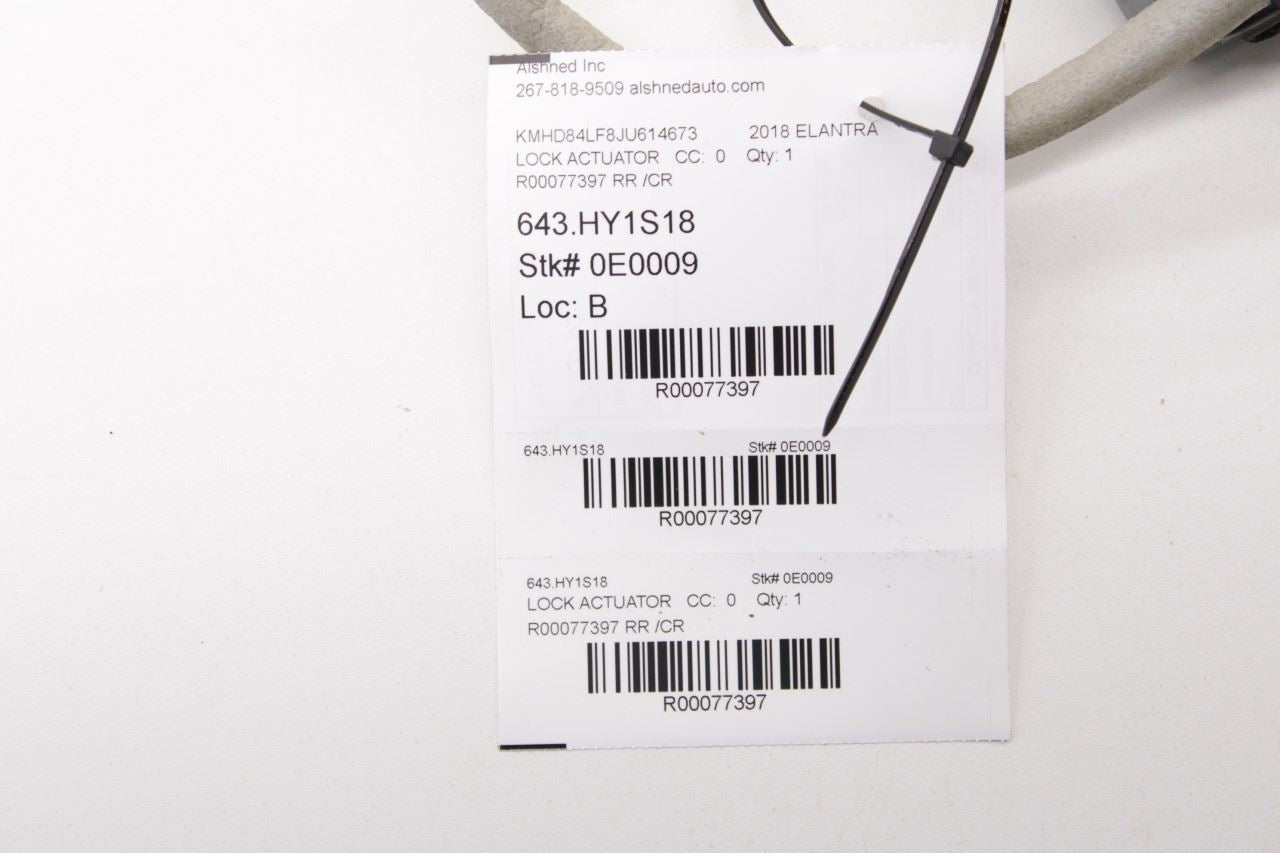 2017-20 Hyundai Elantra Value Edition Rear Right Door Lock Latch Actuator *ReaD* - Alshned Auto Parts