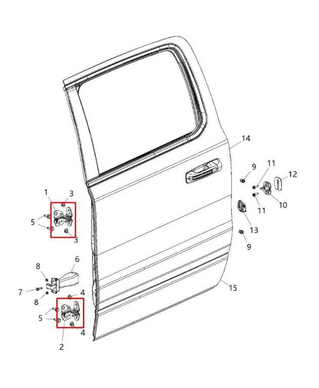 19-25 RAM 1500 Crew Cab Rear and Front Left Side Door Hinge Upper and Lower Set2