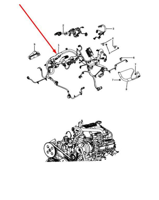 2012-2015 Jeep Wrangler Unlimited Sport 3.6L Engine Wire Harness 68081220AF OEM - Alshned Auto Parts
