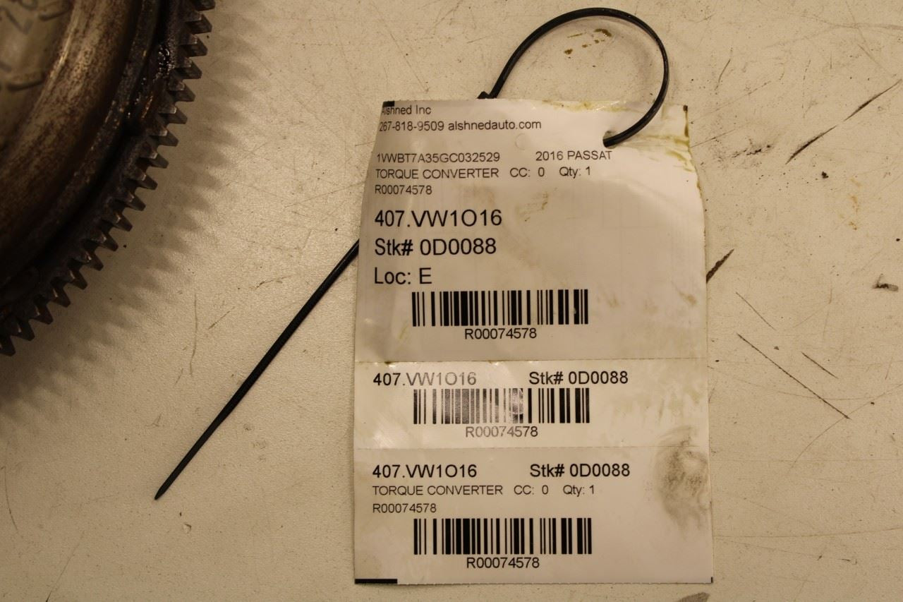 14-17 Volkswagen Passat SE FWD Auto Transmission Torque Converter 09G323571N OEM - Alshned Auto Parts