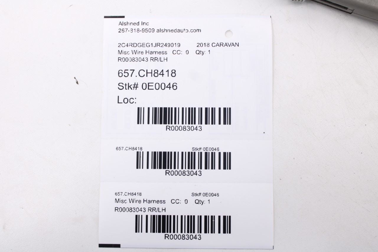 2013-20 Dodge Grand Caravan Rear Left Sliding Door Track Wire Harness 68211875AA9