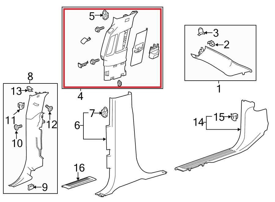 14-19 Chevrolet Silverado 1500 2WT RH and LH Center Upper B-Pillar Trim 232344351