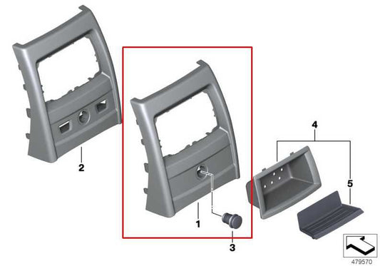 17-20 BMW 430i xDrive Center Console Back Panel End Cap w/ Air Vent Duct Grille - Alshned Auto Parts