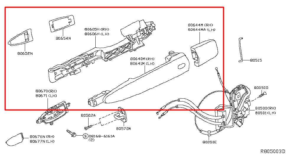14-20 Infiniti QX60 Front Passenger Right Side Door Exterior Handle 80640-3JA0B1