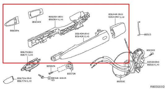 14-20 Infiniti QX60 Front Passenger Right Side Door Exterior Handle 80640-3JA0B - Alshned Auto Parts