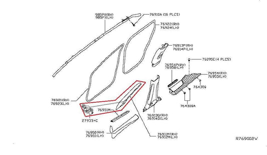 2014-20 Infiniti QX60 Front RH and LH A-Pillar Molding Interior Trim Set *ReaD* - Alshned Auto Parts