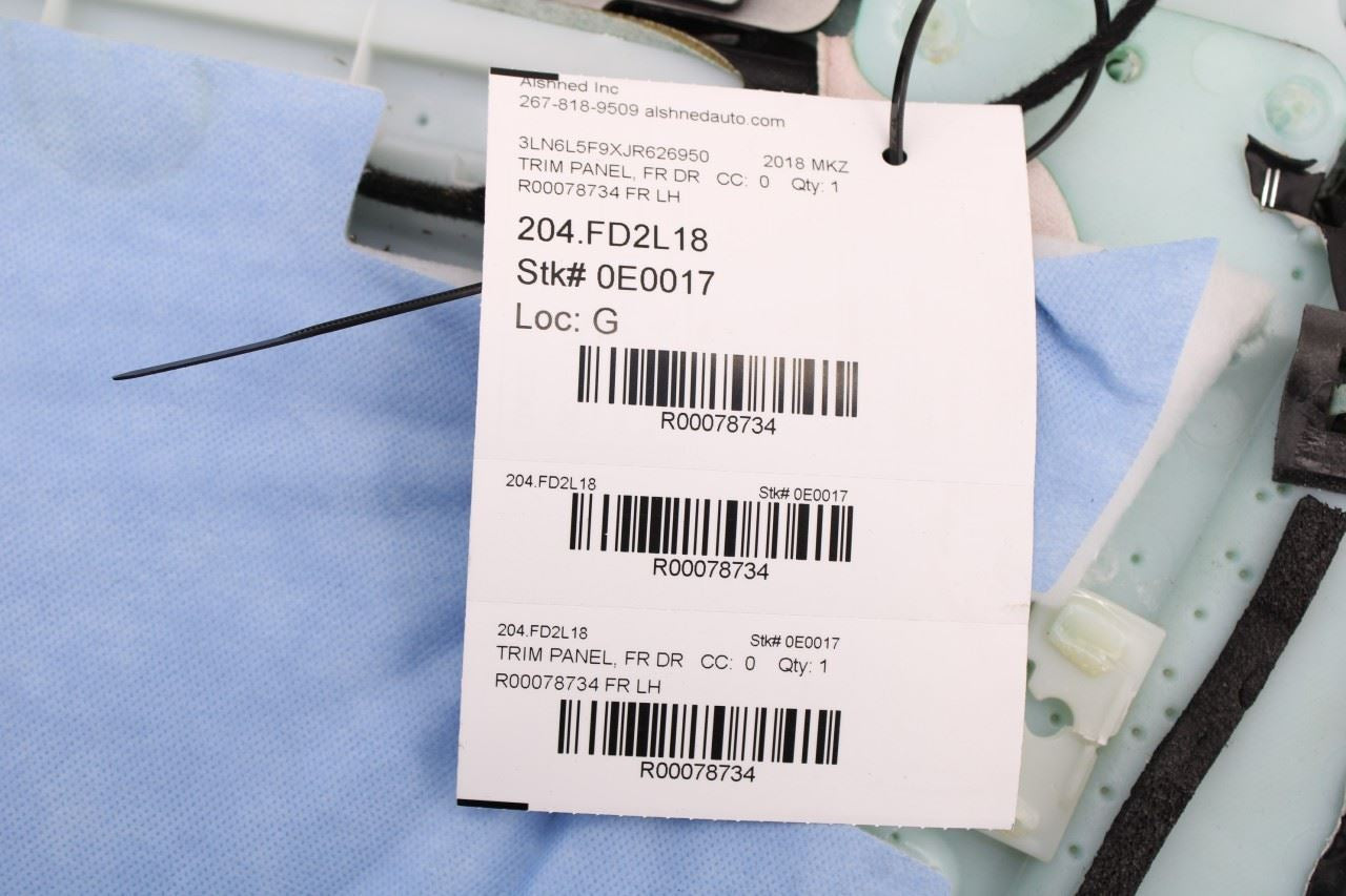 2017-2020 Lincoln MKZ Reserve Front Left Side Door Trim Panel HP53-F237W29-BBS - Alshned Auto Parts