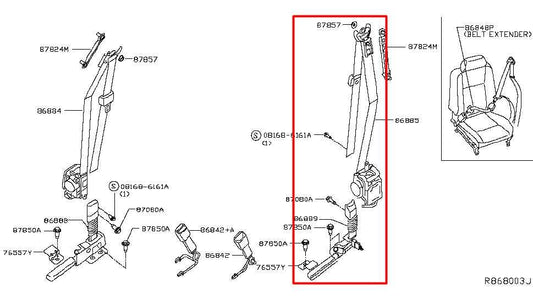 14-20 Infiniti QX60 3.5L Front Driver Left Side Seat Belt Retractor 86885-9NB3B - Alshned Auto Parts