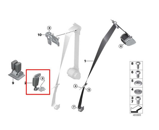 14-24 Mini Hardtop Cooper Rear Right and Left Side 2nd Row Seat Belt Buckle Set - Alshned Auto Parts