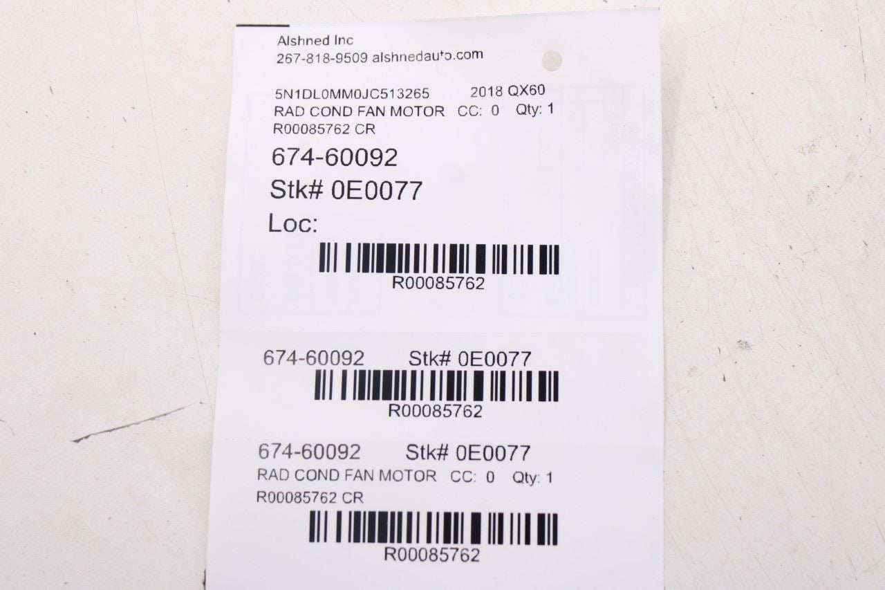 2014-2020 Infiniti QX60 3.5L AWD Radiator Dual Cooling Fan Motor Assembly *ReaD*13