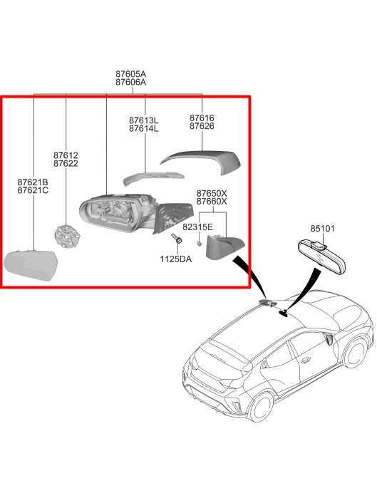 2019-21 Hyundai Veloster 2.0L Driver Left Side Rear View Mirror 87610-J3360 OEM - Alshned Auto Parts