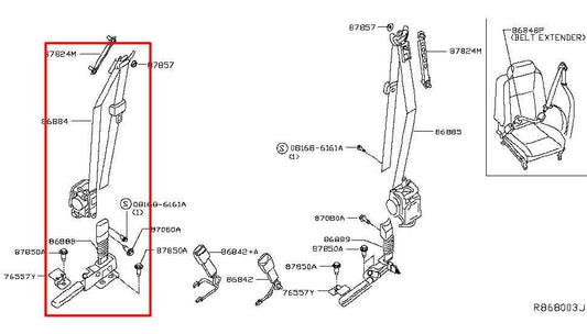 2014-20 Infiniti QX60 Front Passenger Right Side Seat Belt Retractor 86884-9NB3B - Alshned Auto Parts