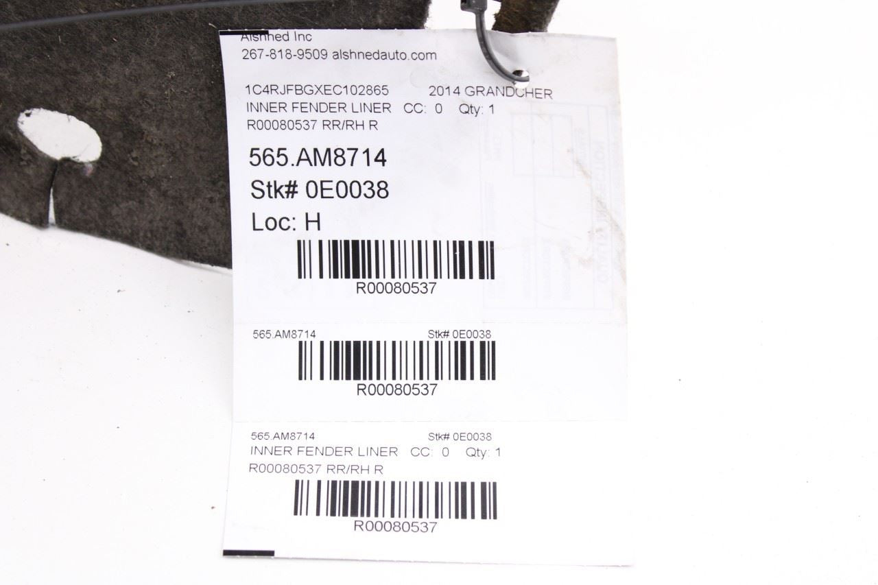 11-21 Jeep Grand Cherokee Limited Rear RH Wheelhouse Liner Splash Shield *ReaD*12