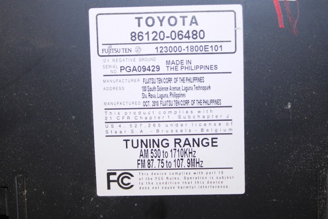 10-11 Toyota Camry LE Fujitsu Ten Audio Radio Faceplate Control Panel w Receiver - Alshned Auto Parts