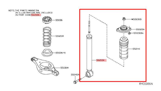 2015-24 Nissan Murano Platinum AWD Rear Right and Left Side Shock Strut Absorber - Alshned Auto Parts