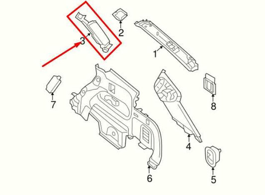 13-20 Nissan Pathfinder Rear Left Quarter Upper C-Pillar Trim Panel 76947-3KA0A - Alshned Auto Parts