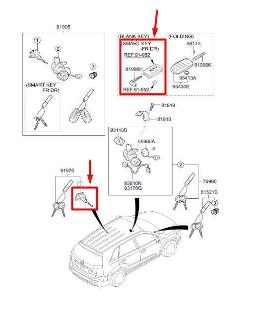 13-15 Kia Sorento EX Smart Key Keyless Entry Fob Transmitter w/ Lock 81996-2P300 - Alshned Auto Parts