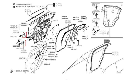 2018-2025 Mitsubishi Eclipse Cross ES Rear Left Door Hinge Upper and Lower Pair - Alshned Auto Parts