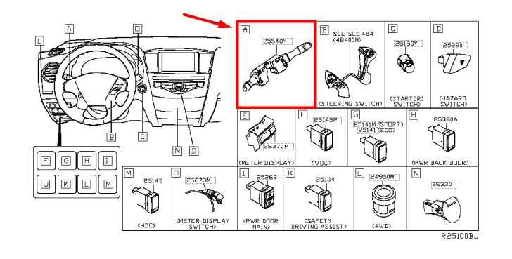 2014-2020 Nissan Rogue Steering Column Turn Signal Wiper Switch 25560-4BA7E OEM - Alshned Auto Parts