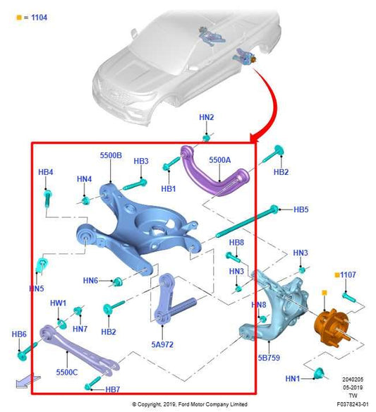 20-26 Ford Explorer Interceptor AWD Rear Suspension RH Side Control Arm Set of 4 - Alshned Auto Parts