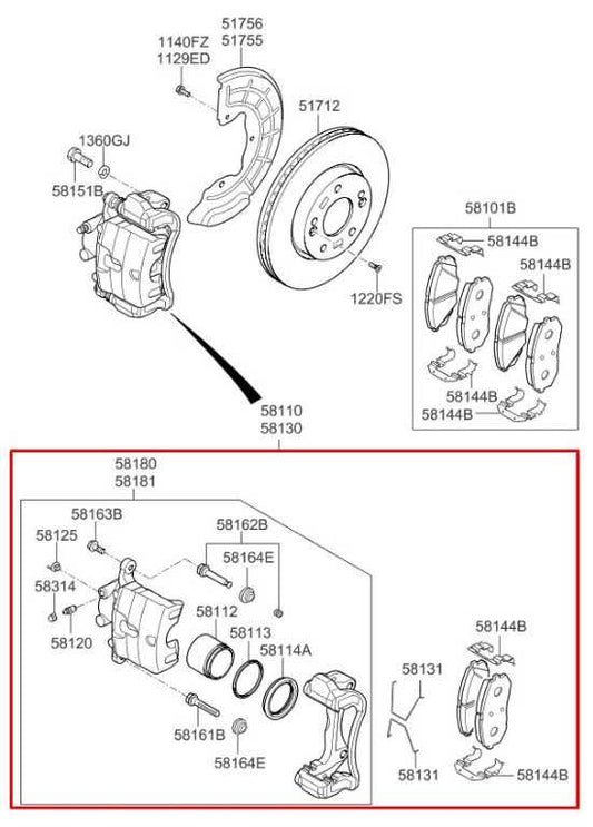 2016-2020 KIA Optima EX Front Left Driver Side Brake Disc Caliper 58110-D5100 - Alshned Auto Parts