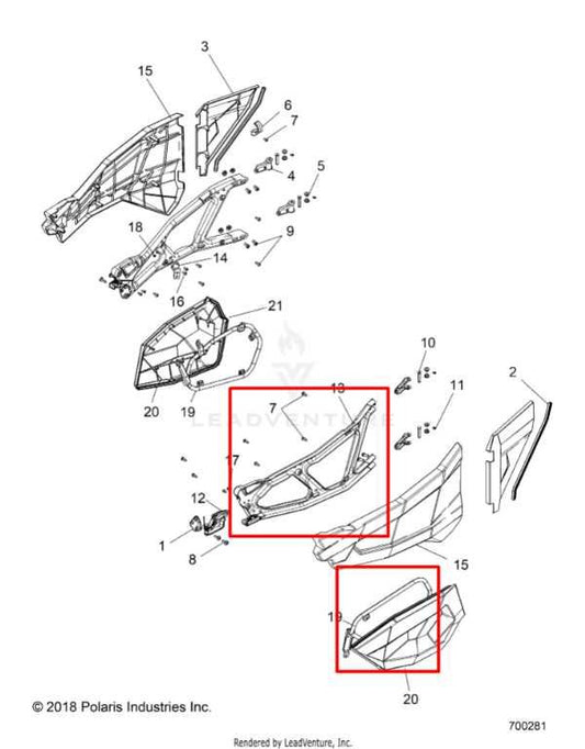 2014-24 Polaris RZR XP 1000 Front Left Side Door Frame w/ Lower Door Mount Weld - Alshned Auto Parts